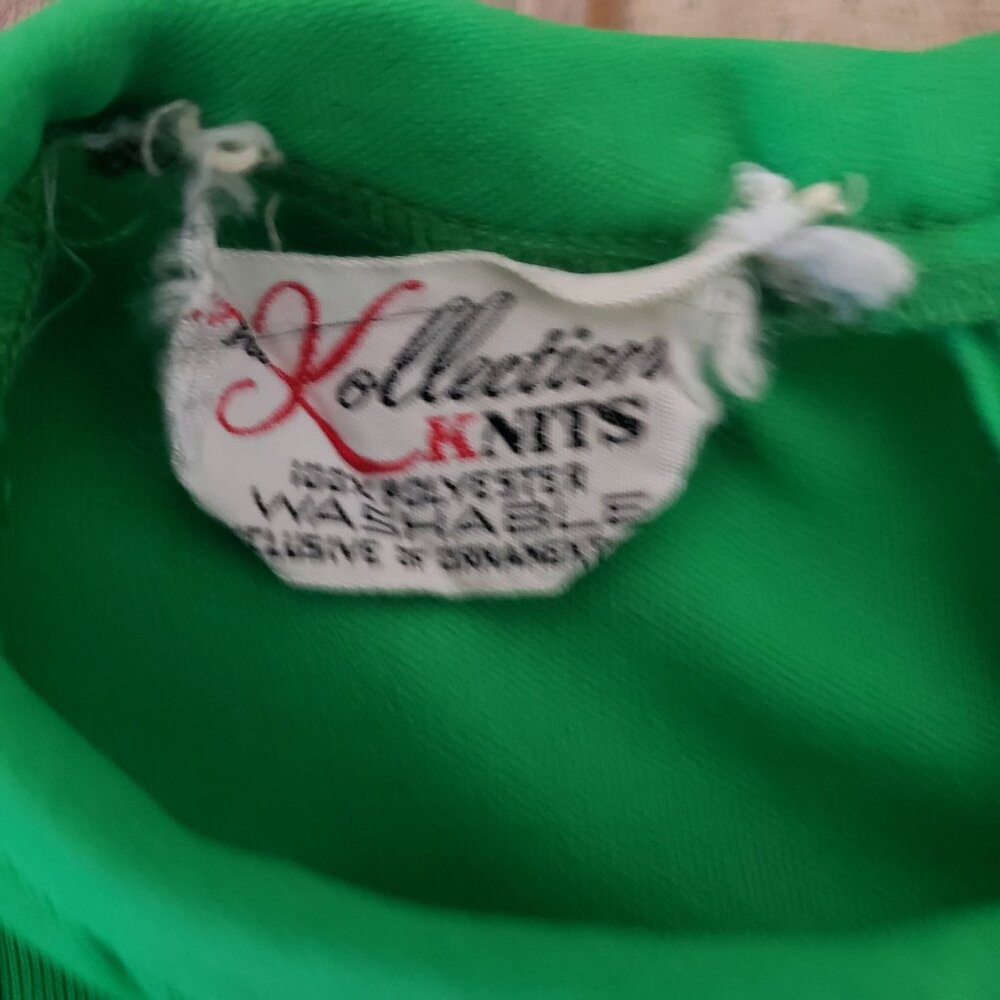Vintage 1970s Lime Green Long Sleeve Maxi Dress Size 8 Bold Party Formal Hippie‎ - Picture 6 of 10